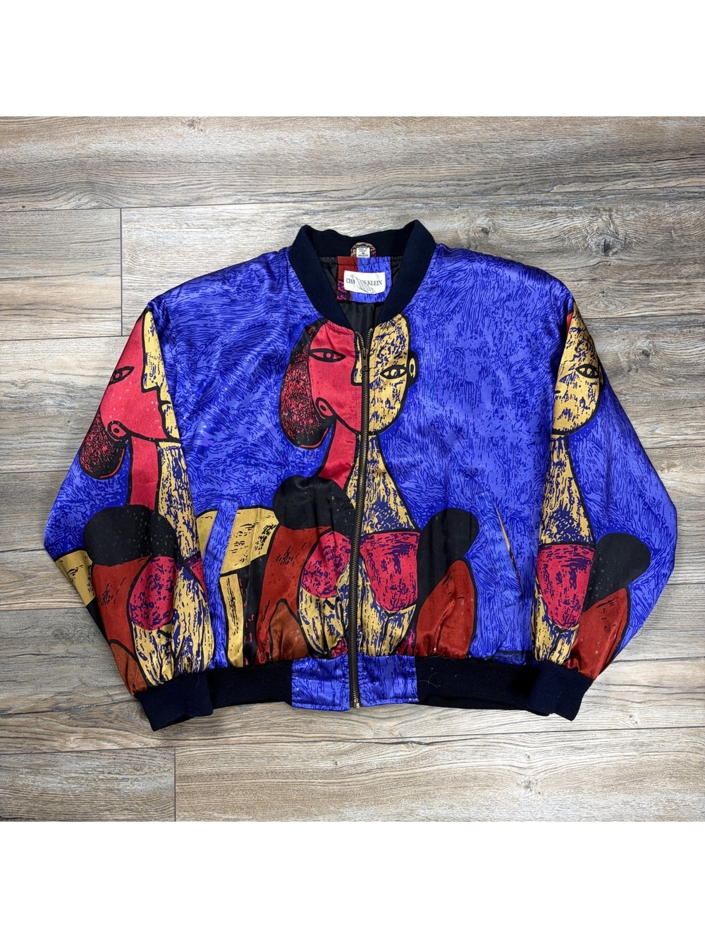 80’s Vintage Charles Klein Abstract Art Pattern Bomber Jacket Size M
